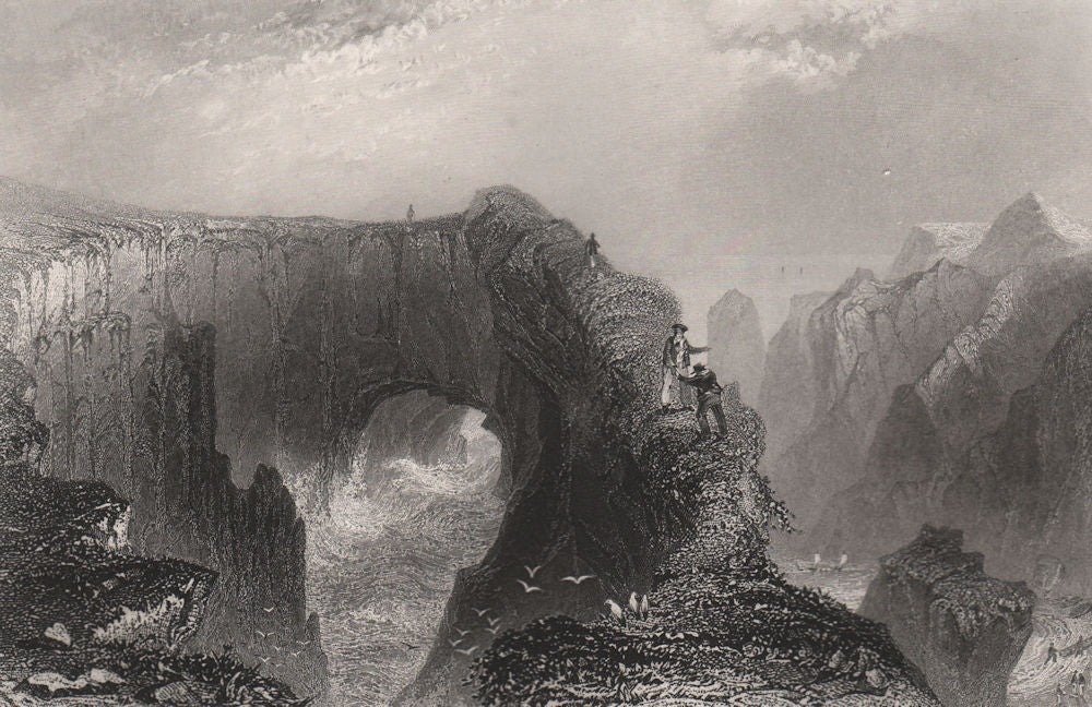 The Bullers of Buchan, near Peterhead, Aberdeenshire. Scotland. BARTLETT c1840